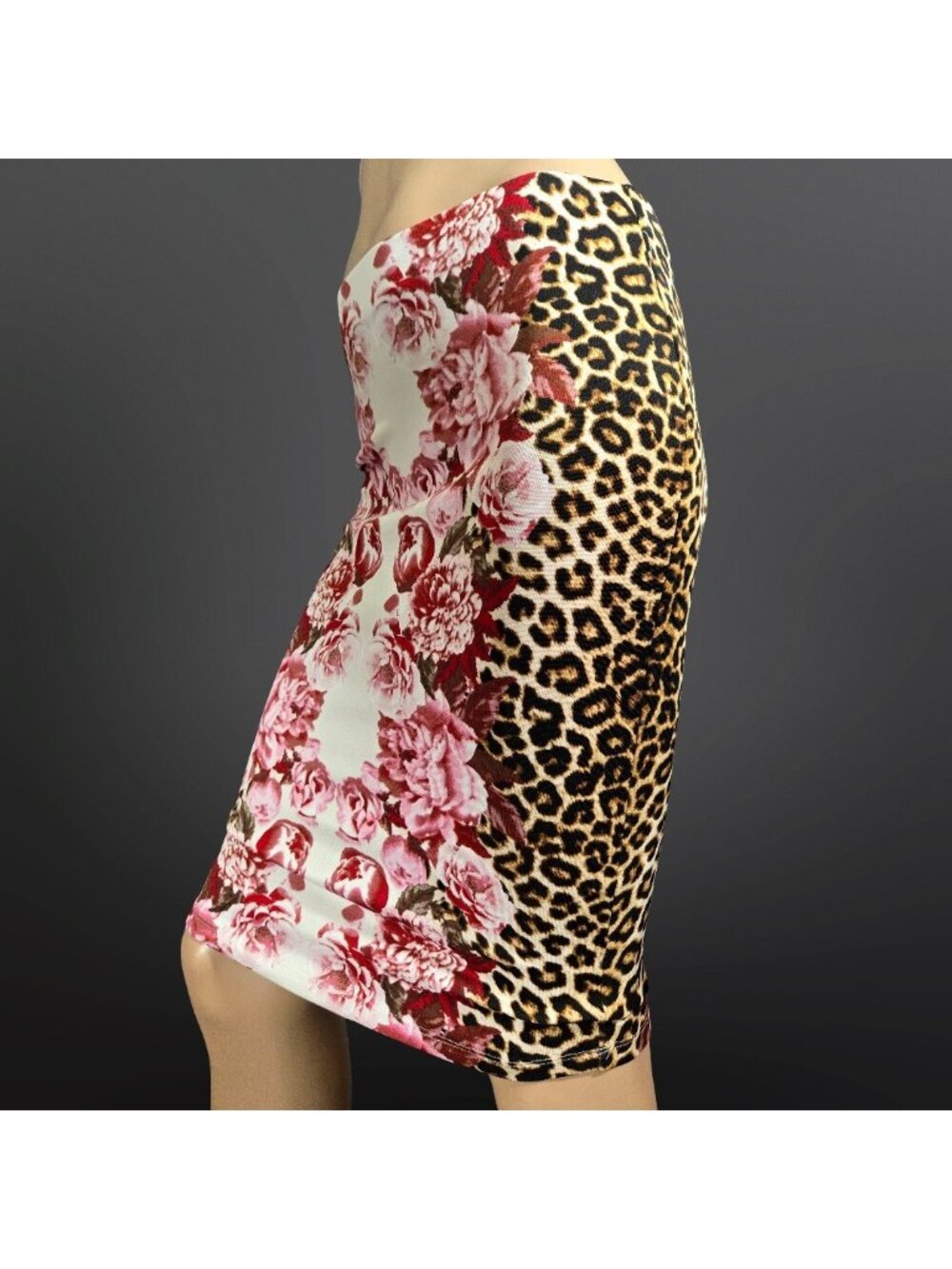 Vintage Y2K Rue 21 Floral Leopard Pencil Wiggle Skirt Size M Designer Inspired